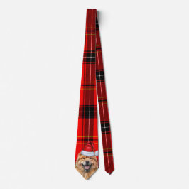 Schattigee Chow Chow Dog Red Plaid Kerstvakantie Stropdas
