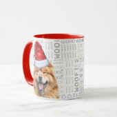 Schattigee Chow Chow Dog Santa Woof Achtergrond Ke Mok (Voorkant links)