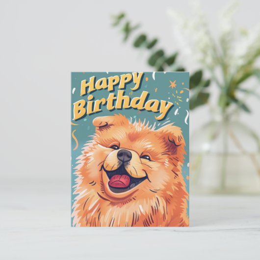 Schattigee Chow Chow Happy Birthday Briefkaart (Staand voorkant)