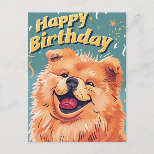 Schattigee Chow Chow Happy Birthday Briefkaart (Voorkant)