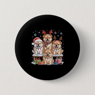 Schattigee Chow Chow Kerst Puppies Hondenliefhebbe Ronde Button 5,7 Cm
