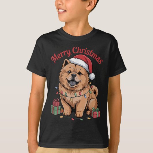 Schattigee Chow Chow Kerst Xmas Grappige Hondenlie T-shirt (Voorkant)