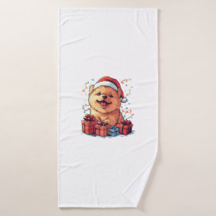Schattigee Chow Chow Santa Hat Grappige Kerst Xmas Badhanddoek