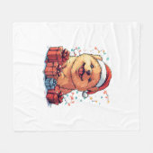 Schattigee Chow Chow Santa Hat Grappige Kerst Xmas Fleece Deken (Voorkant (Horizontaal))