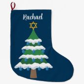 Schattigee Chrismukkah Hanukkah Dreidel Tree Grote Kerstsok (Voorkant)