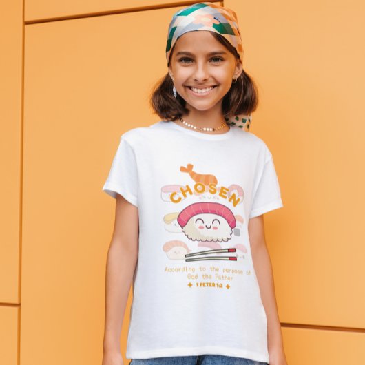 Schattigee Christelijke "gekozen" Sushi Schrift ge T-shirt