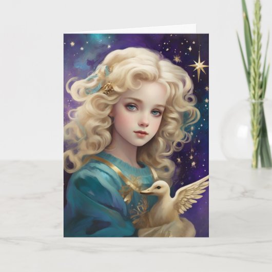 Schattigee Christmas Angel Custom Bericht Kaart (Voorkant)