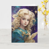 Schattigee Christmas Angel Custom Bericht Kaart (Gele Bloem)