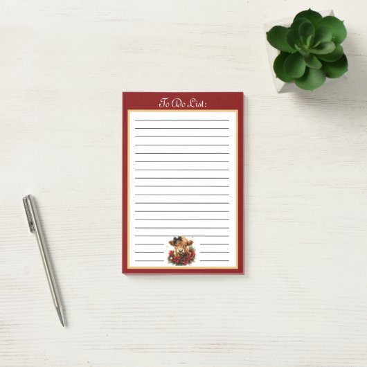 Schattigee Christmas Baby Highland Kalf to Do Lijs Post-it® Notes (Kantoor)