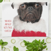Schattigee Christmas Black Pug Puppy Santa Helper Theedoek (Gevouwen)