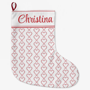 Schattigee Christmas Candy Cane Hearts gepersonali Grote Kerstsok