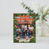 Schattigee Christmas Carol Muizen Christelijke Cus Feestdagenkaart (Staand voorkant)