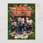 Schattigee Christmas Carol Muizen Christelijke Cus Feestdagenkaart (Voorkant)