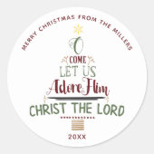 Schattigee Christmas Carol Typography Tree geperso Ronde Sticker (Voorkant)