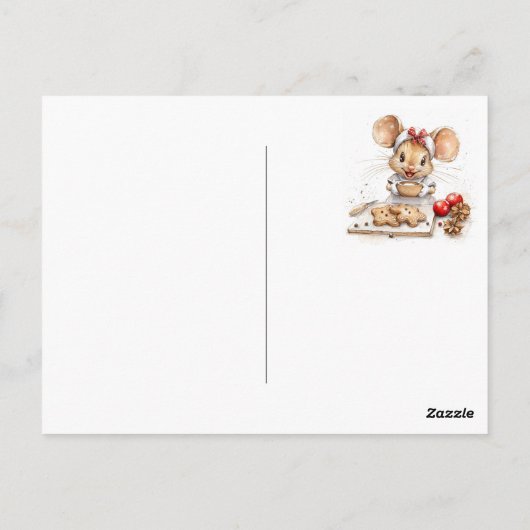Schattigee Christmas Chef Mouse Briefkaart (Achterkant)