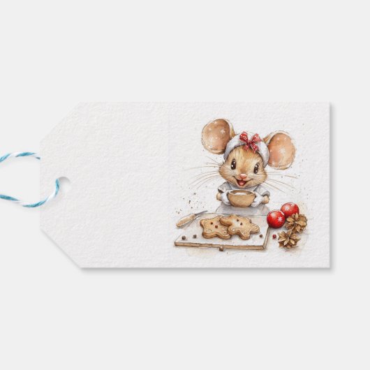 Schattigee Christmas Chef Mouse Cadeaulabel (Achterkant Horizontaal)