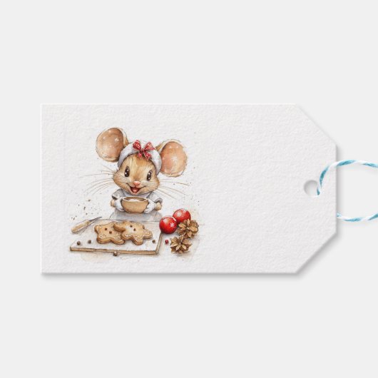 Schattigee Christmas Chef Mouse Cadeaulabel (Voorkant (Horizontaal))