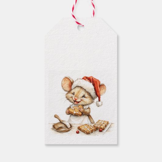 Schattigee Christmas Chef Mouse Cadeaulabel (Achterkant)