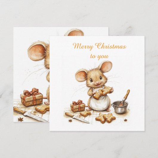 Schattigee Christmas Chef Mouse Kaart (Voorkant / Achterkant)