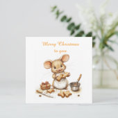 Schattigee Christmas Chef Mouse Kaart (Staand voorkant)