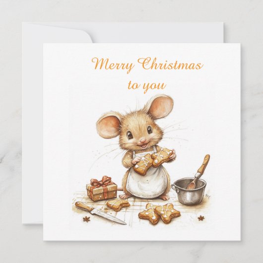 Schattigee Christmas Chef Mouse Kaart (Voorkant)