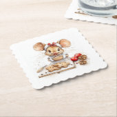 Schattigee Christmas Chef Mouse Kartonnen Onderzetters (Gebogen)