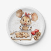 Schattigee Christmas Chef Mouse Papieren Bordje (Voorkant)
