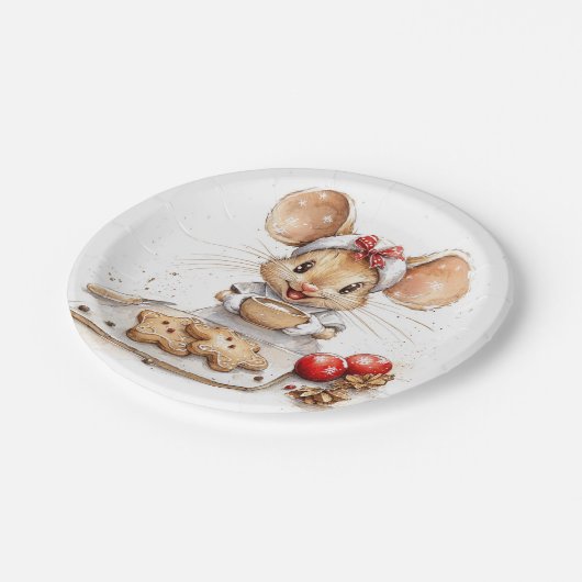 Schattigee Christmas Chef Mouse Papieren Bordje (Gekanteld)