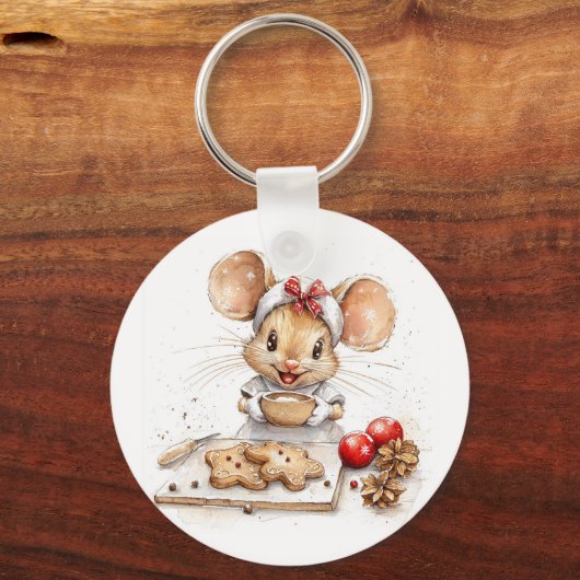 Schattigee Christmas Chef Mouse Sleutelhanger (Achterkant)