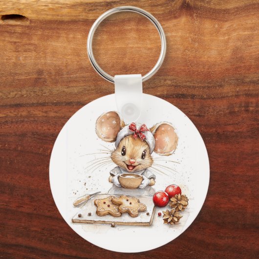 Schattigee Christmas Chef Mouse Sleutelhanger (Voorkant)