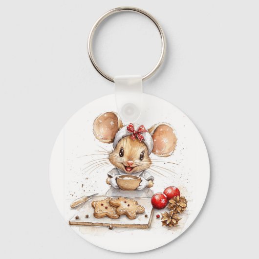 Schattigee Christmas Chef Mouse Sleutelhanger (Achterkant)