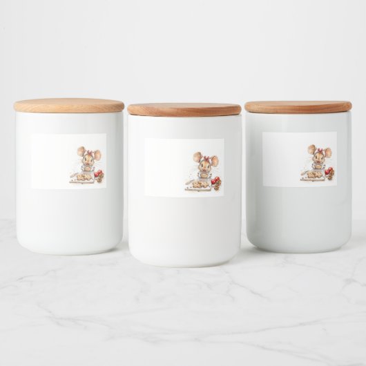 Schattigee Christmas Chef Mouse Voedselcontainer Etiket (Flessen)
