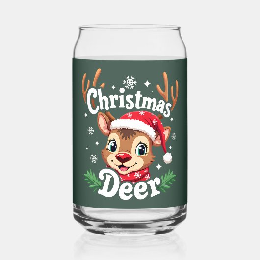 Schattigee Christmas Deer Illustration Blikvorm Glas (Achterkant)