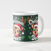 Schattigee Christmas Deer Illustration Grote Koffiekop (Voorkant rechts)