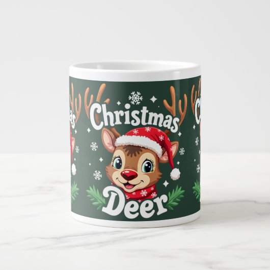 Schattigee Christmas Deer Illustration Grote Koffiekop (Voorkant)