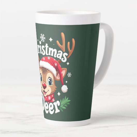 Schattigee Christmas Deer Illustration Latte Mok (Rechterhoek)