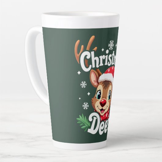 Schattigee Christmas Deer Illustration Latte Mok (Linkerhoek)