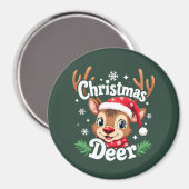 Schattigee Christmas Deer Illustration Magneet (Voorkant / Achterkant)