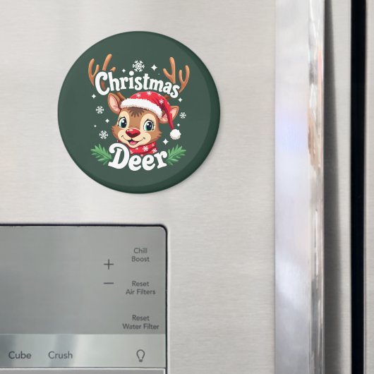 Schattigee Christmas Deer Illustration Magneet (Insitu (Koelkast))
