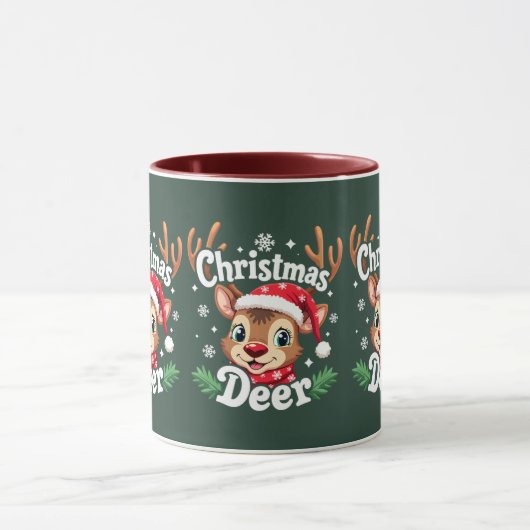 Schattigee Christmas Deer Illustration Mok (Midden)