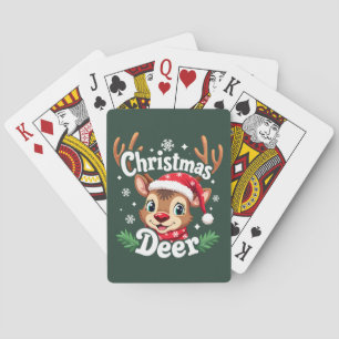 Schattigee Christmas Deer Illustration Pokerkaarten
