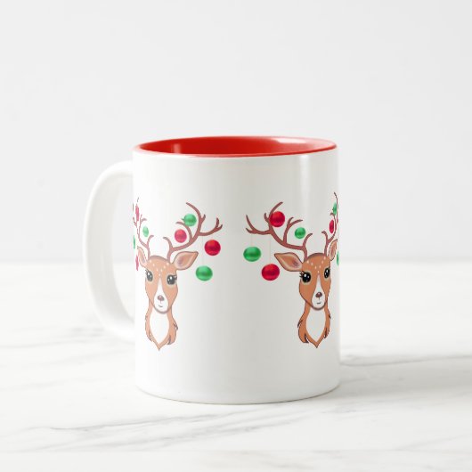 Schattigee Christmas Deer Tweekleurige Mok (Voorkant links)