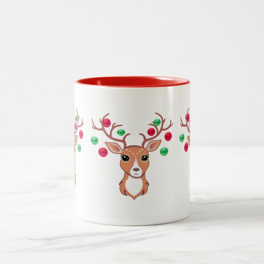 Schattigee Christmas Deer Tweekleurige Mok (Center)