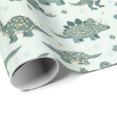 Schattigee Christmas Dino Lights Kinder Patroon Cadeaupapier (Rol Hoek)