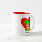 Schattigee Christmas Elf & Heart Two-Tone Coffee M Tweekleurige Koffiemok (Voorkant rechts)
