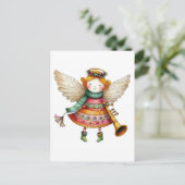 Schattigee Christmas Folk Art Angel Feestdagenkaart (Staand voorkant)