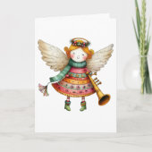 Schattigee Christmas Folk Art Angel Kaart (Voorkant)