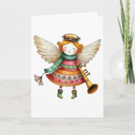 Schattigee Christmas Folk Art Angel Kaart