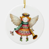 Schattigee Christmas Folk Art Angel Keramisch Ornament (Voorkant)