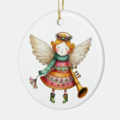 Schattigee Christmas Folk Art Angel Keramisch Ornament (Links)